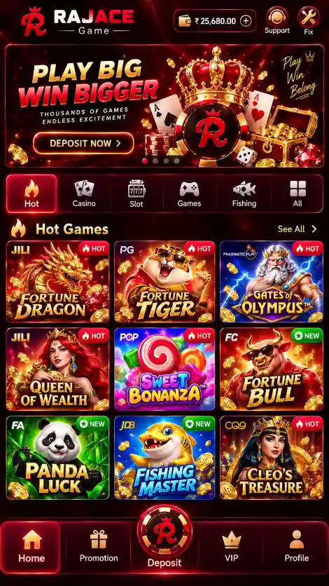 RajAce Game hot games selection with themed slot and fishing titles