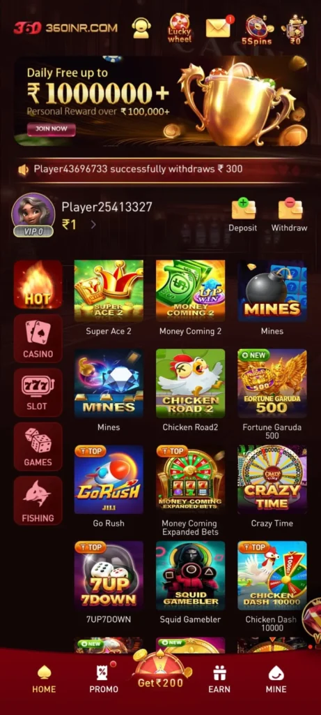 360INR Game Aviator JILI Slots Android Online Gaming