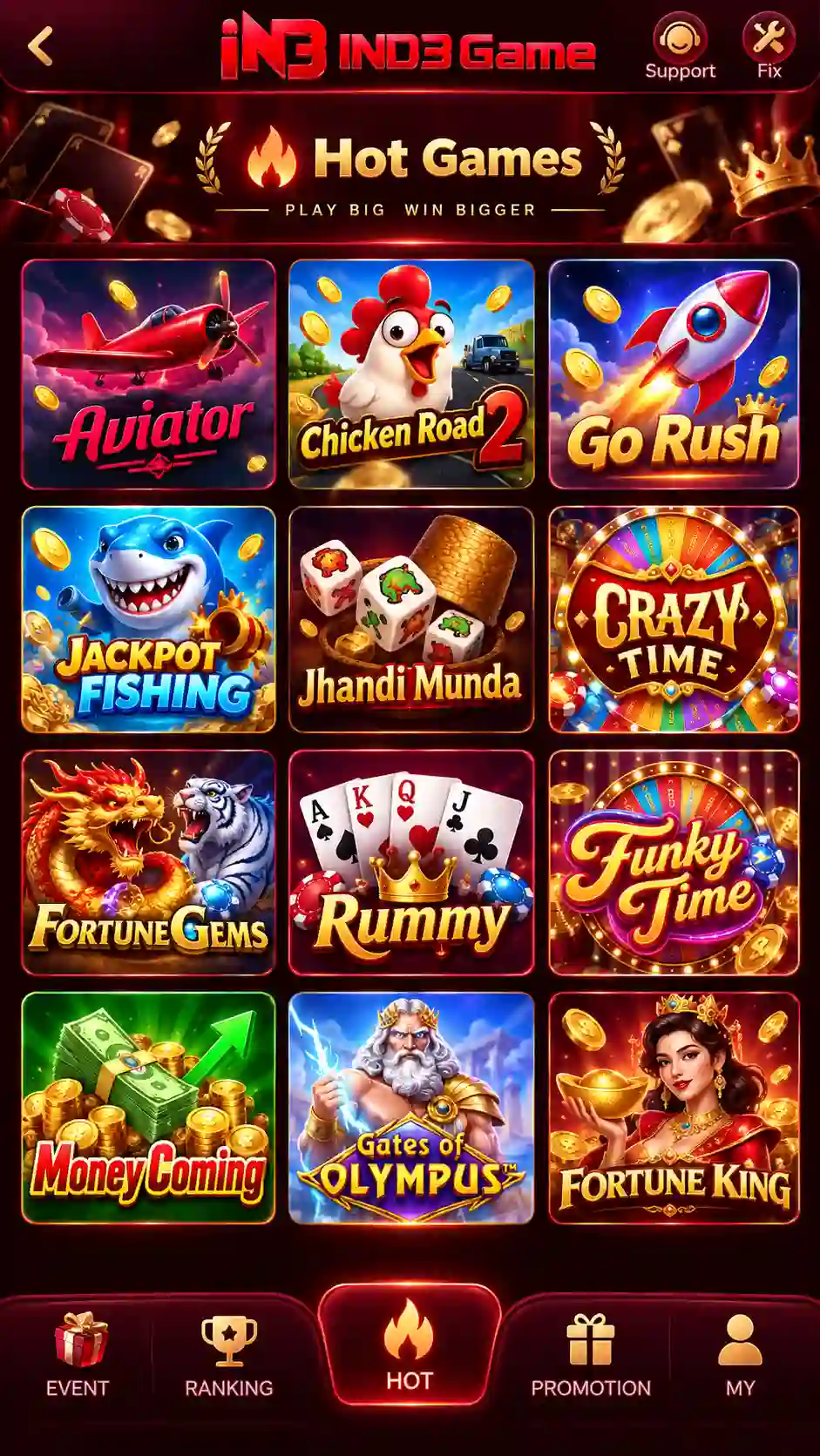 IND3 Game hot games lobby for online gaming play